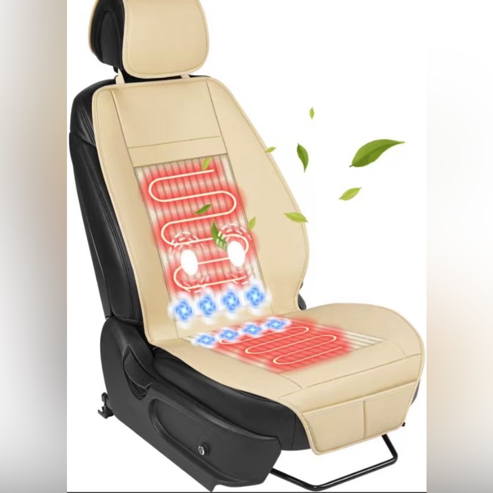 Source Unknown Beige Car Seat Cooling & Massage Pad with Blue Cooling Zone